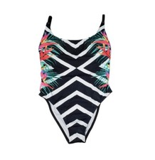NWT Victoria's Secret PINK Floral Stripe One Piece Swimsuit Cheeky High Leg XS