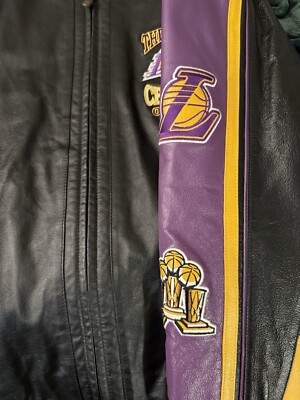 Vintage Los Angeles Lakers 3-Peat Leather Jacket Kobe Bryant And