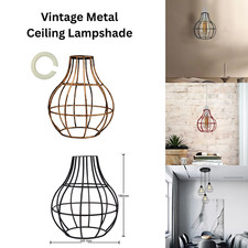Vintage Metal Ceiling Light Fixture – Industrial  Wire Cage Lampshade Bulb Guard