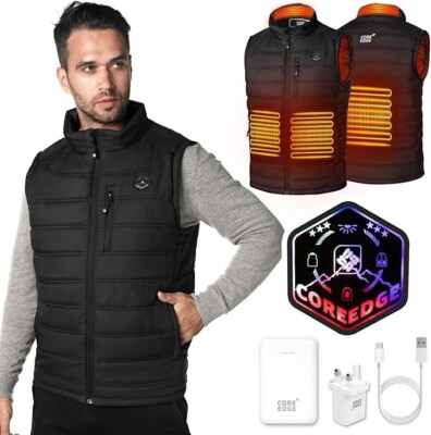 COREEDGE Beheizbare Weste Herren mit 6 Taschen Weste Frühling Herbst Winter Gr. L Spielzeugbereich