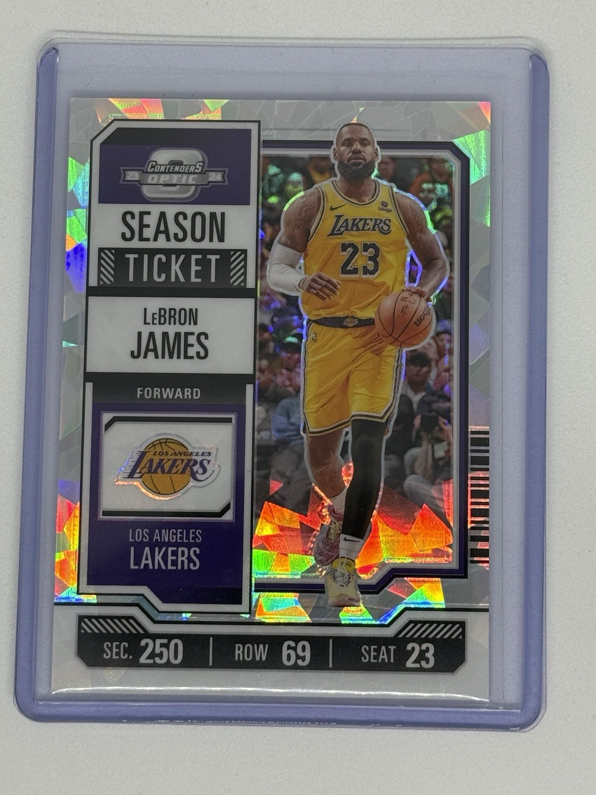 2023-24 Panini Contenders Optic LeBron James Season Ticket Cracked Ice 8/23 #90