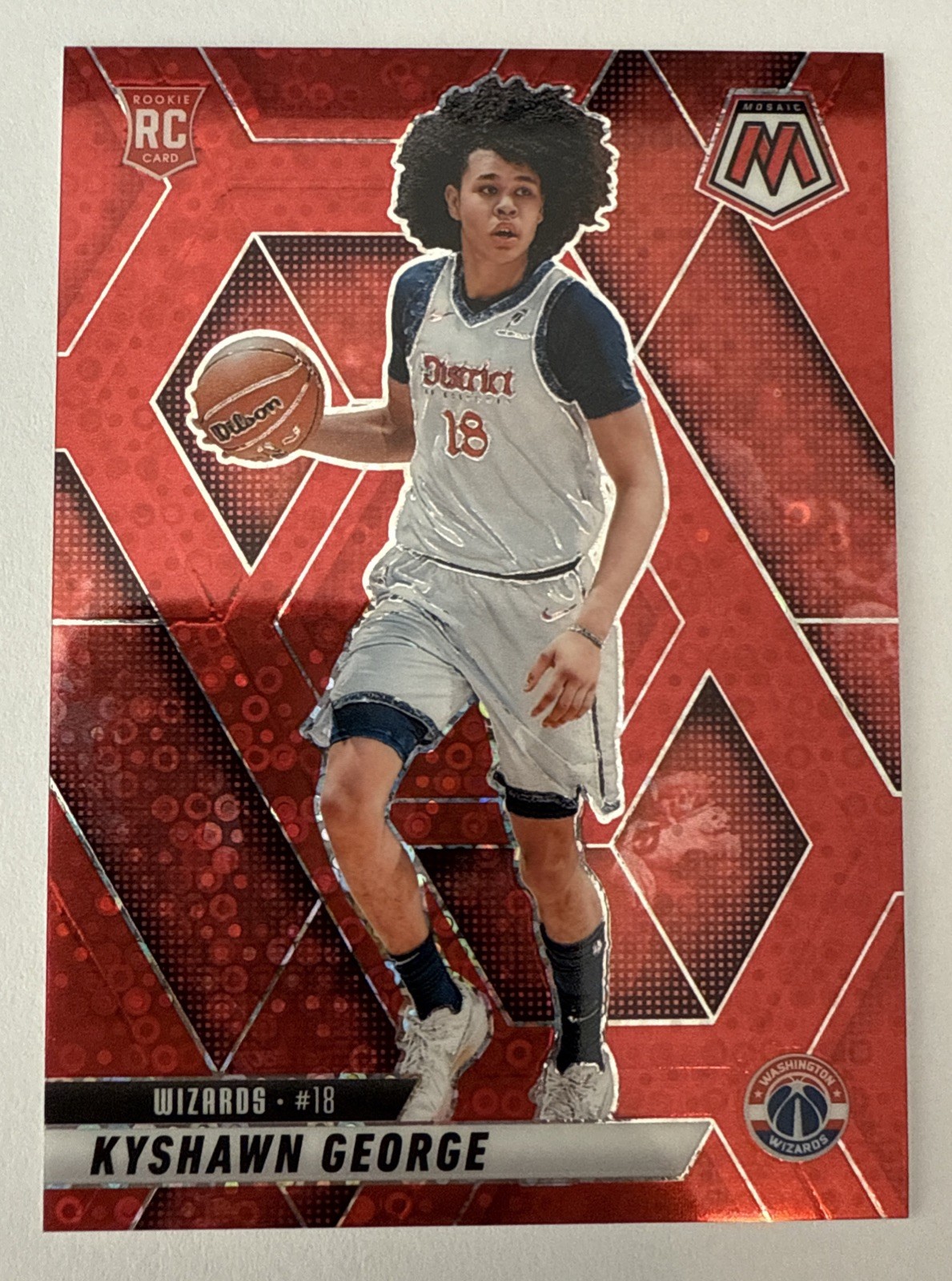 2024-25 Panini Mosaic Kyshawn George #247 Fast Break Red Disco 99/99 BOOKEND 1/1