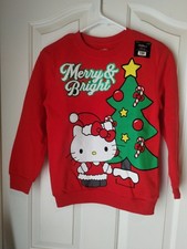 Hello Kitty Crew Neck Sweatshirt Christmas Merry and Bright Red Size M for girls