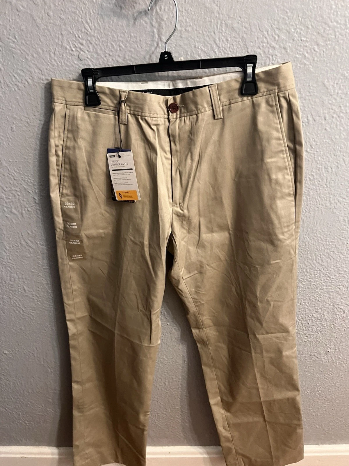 Eddie Bauer Mens Travex Pants 33x32 Stretch Travel Tan