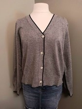 Scotch  Soda NWT Women's Gray With Black Trim Sweater Cardigan Size XL