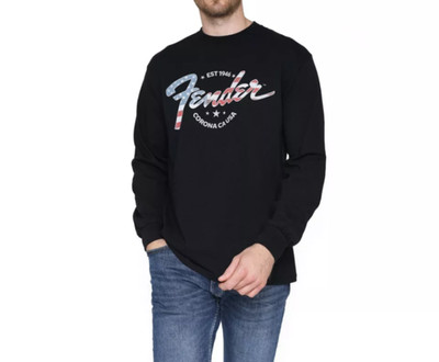 Fender Guitar Herren T-Shirt Schwarz USA Corona CA LS Top - Neu