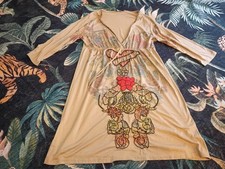 Vintage Y2K Spy Zone Exchange Dress Rhinestones V-neck Heart Print Women's L