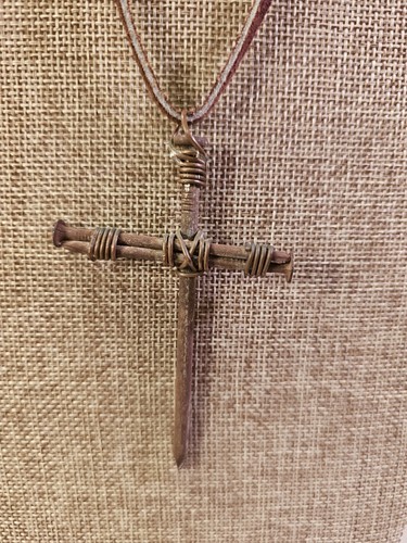 Wire Wrapped Forgiven Cross Christian Faith Based Rustic Necklace Jewelry