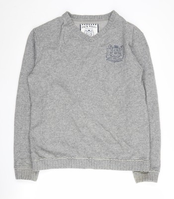 Jack Wills Herren grau Wollmischung V-Ausschnitt Pullover Large