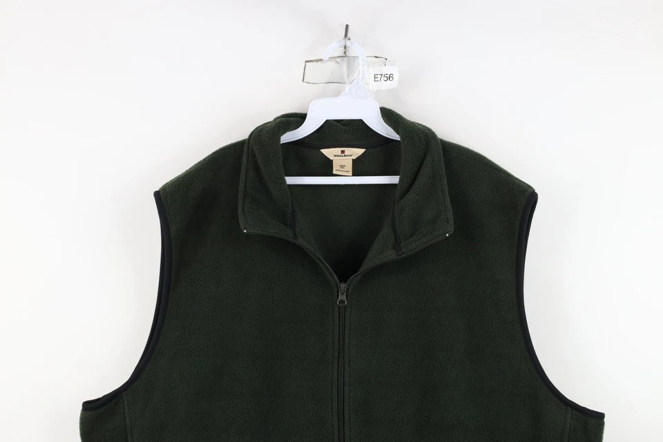 Vintage 90s Woolrich Mens 2XL XXL Faded Blank Fleece Full Zip Fleece Vest Jacket - Image 2 of 4