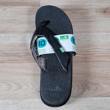 Sanuk Yoga Mat Sandals Womens Size 10 Black Beachwear Slippers Flip Flops