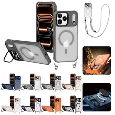 For iPhone 17 Pro Max Air 16 15 14 13 12 11 Mag Safe Stand Matte Case W/ Lanyard