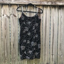 Zum Zum Vintage 90s Glitter Velvet Sheath Dress Floral Size M