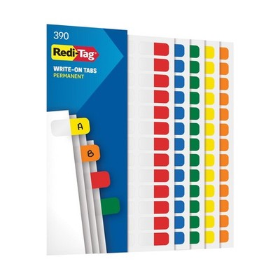 Redi-Tag Write-On Tabs, Permanent Adhesive Index Tabs, Assorted Primary Color...