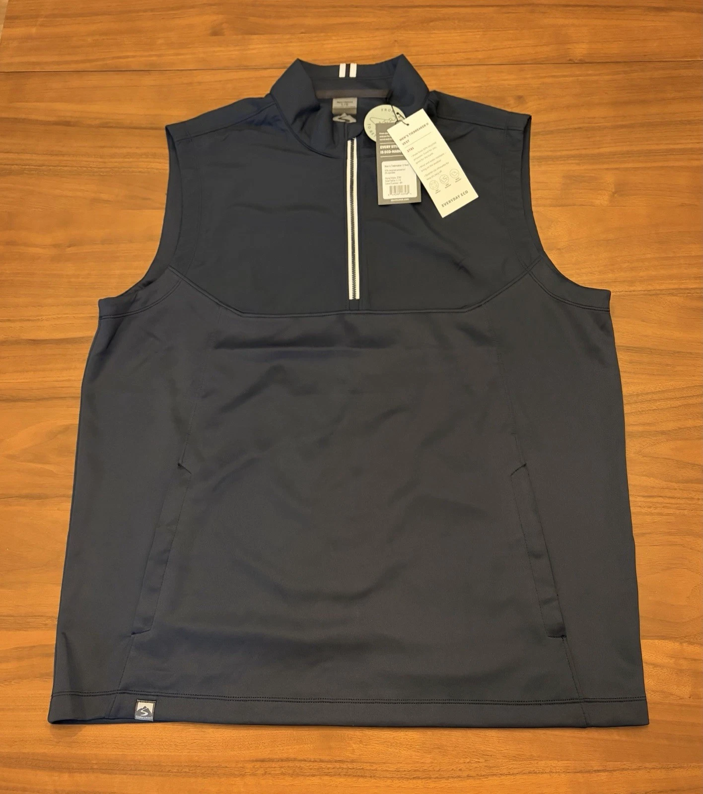NEW Storm Creek Tiebreaker II Vest 1/4 Zip Mens L Navy Water Resistant Stretch