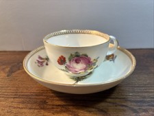 Meissen 1780-90 Antique Marcolini Ruri Painted Flower Cup Saucer