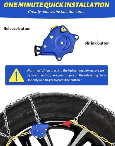 HKN-160 Auto-Fixing Snow Tire Chains Quick Fit 1-Min SUV Truck Traction Set 2 - Picture 5 of 14