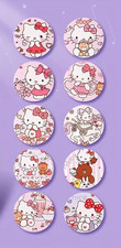 Sanrio Hello Kitty Round Adhesive Stickers - 10 Designs - Roll of 500 Pieces