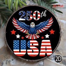 250th USA Bald Eagle Metal Sign Patriotic 4th Of July Independence Day Decor