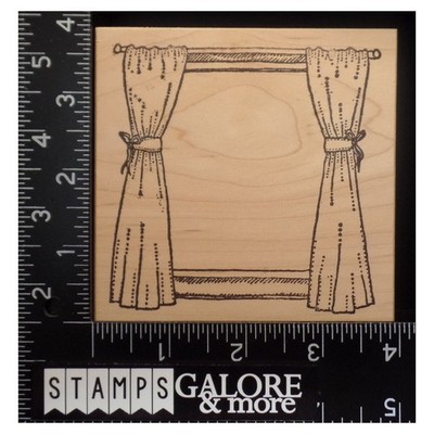 Double D Rubber Stamps S5022 XL HOUSE WINDOW WITH CURTAINS DRAPES DECOR #1479