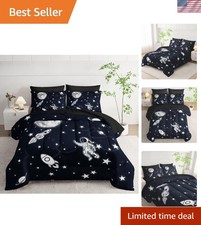 7-Piece 3D Space Rocket Comforter Set - Full Size Kids Bedding Adventure