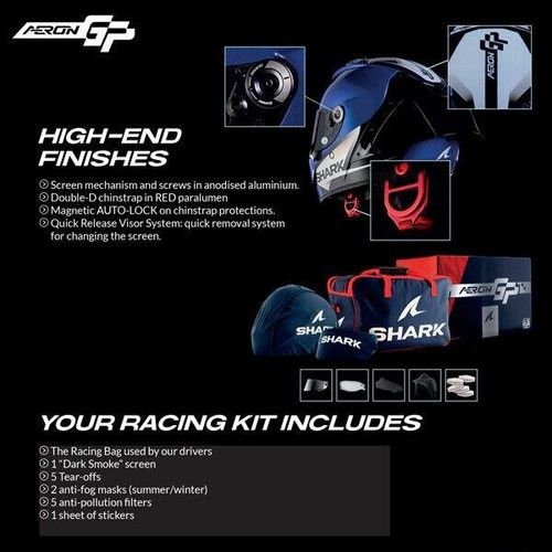 Shark Aeron GP FIM Motorcycle Race Helmet Carbon Gloss ZARCO Replica WKB - Picture 5 of 7