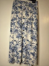 LC Lauren Conrad SIZE XS Faux Button Front White Blue Floral Midi Skirt Lined