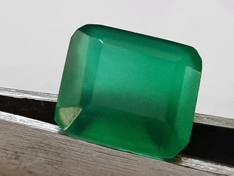 Natural EGL Certified 6.03 Ct Emerald Cut Onyx Loose Gemstone Foto 3 de 4