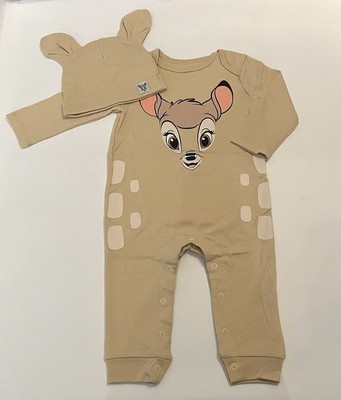Disney Baby Girl Bambi Jumpsuit And Hat Set 12 Months Cute Outfit New
