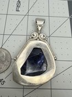 Big NOS Sterling Silver Natural Faceted Sodilite Handcrafted Pendant — photo 9