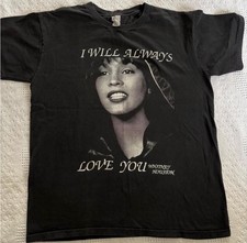 90s Whitney Houston “I Will Always Love You” Rap Tee Shirt Size XL Black Rare!
