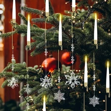 24 Sets Christmas Tree Candle Holders Metal Candle Holder with Snowflake Icic...
