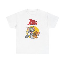 Retro Cartoon Tom and Jerry Unisex Heavy Cotton Tee, Classic Cartoon Shirt, Kids