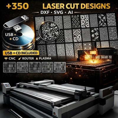 +20 PACK DXF SVG Ai Laser Cut Designs on USB/CD   CNC Router Plasma Cutting