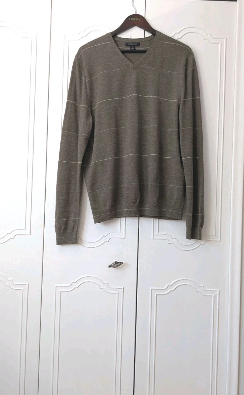 Banana Republic Extra Fine Merino Wool Men's Brown Sweater Large V Neck
