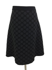 M&S Women's A-Line Skirt Size 14 Black Mix Polka Dot Back Zip Lined New
