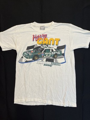Vintage 1980s Leathers Harry Gant Skoal Bandit Racing Graphic Tee M White Men