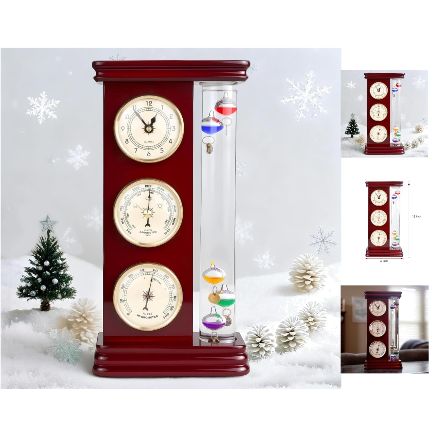 : Galileo Thermometer & Precision Quartz Clock
