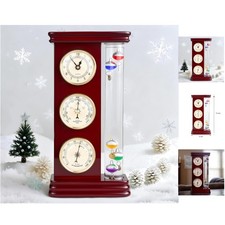 Elegant Analog Weather Station: Galileo Thermometer & Precision Quartz Clock