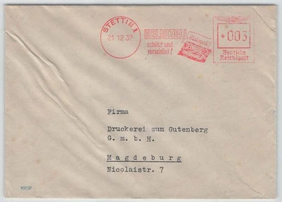 D. Reich Freistempel-Beleg STETTIN 1937 Heliozell Zellglas Feldmühle [546] - Bild 1 von 2