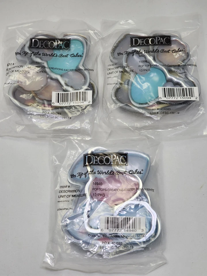 DecoPac Pop Tops Creations Easter Bunny Brown & White Lot - 36 Total Foto 2 de 2