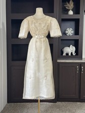 60s Vintage Organza Beaded Champagne Wedding Dress Size M