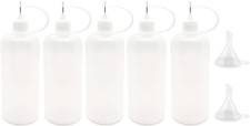 5 Pcs Precision Tip Applicator Bottles, 4 Ounce Needle Bottle, with White