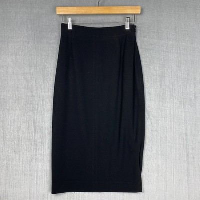 Vtg Escada Pencil Skirt Womens 2 Black Wool Office Siren Work Chic Classic Pinup