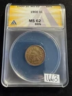 1900 Indian Head Cent 1c MS 62 BN Brown ANACS Penny Uncirculated COIN 1663
