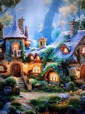Printed Cross Stitch Castle In The Woods 14ct 40x40cm 25 Colors Project Bag
