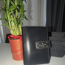 kate spade new york Black Leather  personal size Organizer Planner Ring Binder