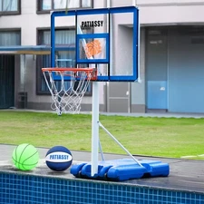 Pool Basketball Hoop with LED Lights, Adjustable Poolside Basketball Hoop wit...