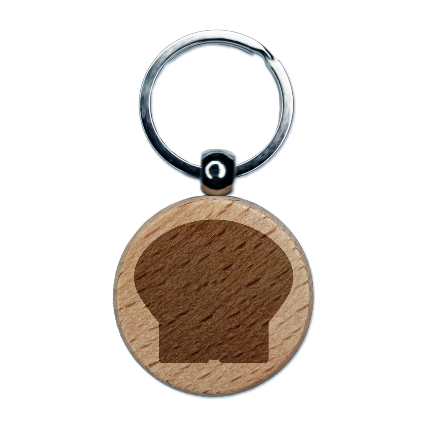 Engraved Wooden Round Keychain Tag with Clam Shell Design  
