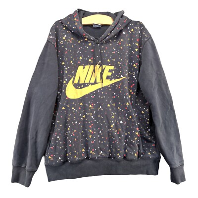 Nike Men's Big Logo Swoosh Pullover Hoodie Large Black Micro